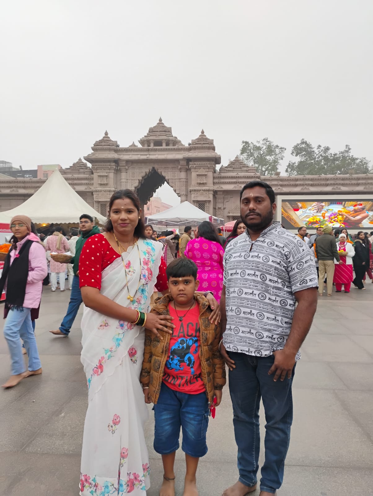 Devotee visiting Kashi Vishwanath Temple corridor
