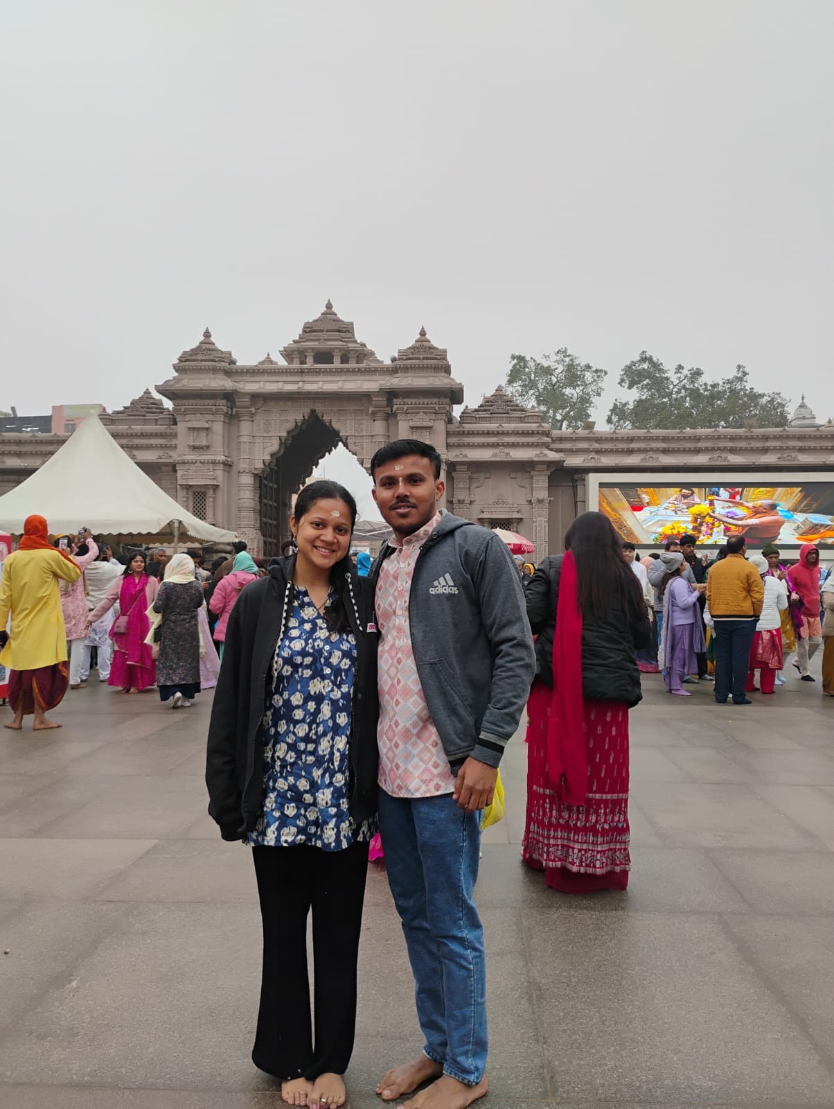Devotee visiting Kashi Vishwanath Temple corridor
